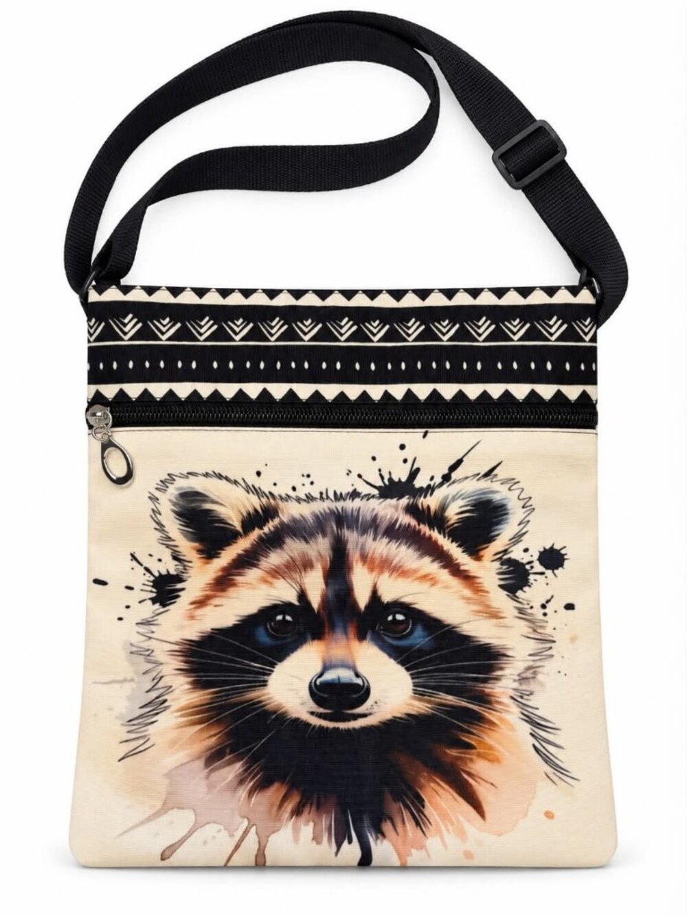 Watercolor Raccoon Crossbody Bag